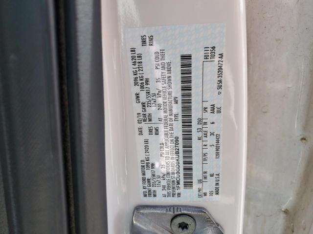 1FMCU0GD0KUB27090 - 2019 FORD ESCAPE SE WHITE photo 14