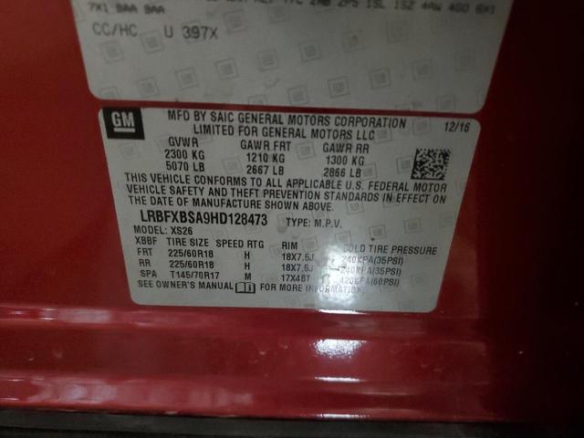 LRBFXBSA9HD128473 - 2017 BUICK ENVISION ESSENCE Tünd qırmızı foto 13