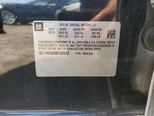 1G11H5SA9DF265852 - 2013 CHEVROLET MALIBU LTZ შავი ფოტო 12
