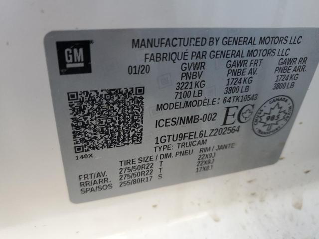 1GTU9FEL6LZ202564 - 2020 GMC SIERRA K1500 DENALI WHITE photo 12