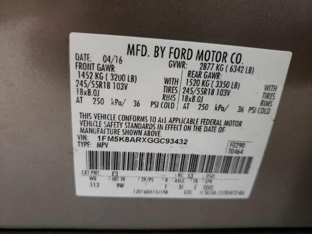 1FM5K8ARXGGC93432 - 2016 FORD EXPLORER POLICE INTERCEPTOR GRAY photo 13