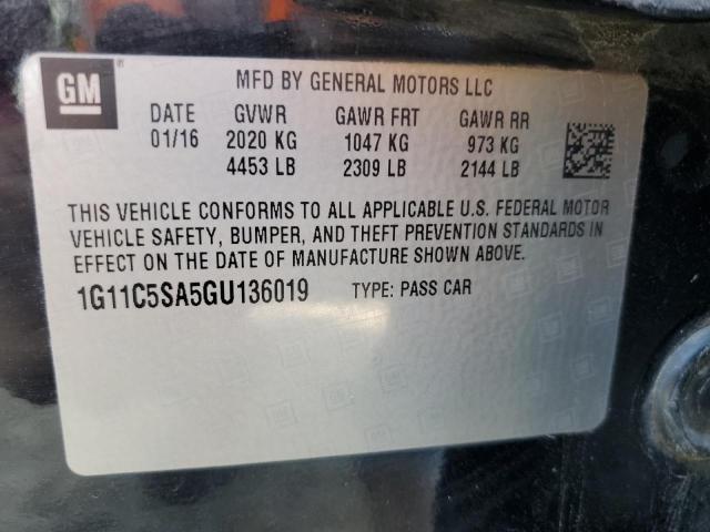 1G11C5SA5GU136019 - 2016 CHEVROLET MALIBU LIM LT შავი ფოტო 12