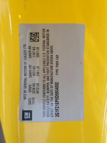 2G1FZ1EP6D9804092 - 2013 CHEVROLET CAMARO ZL1 YELLOW photo 12