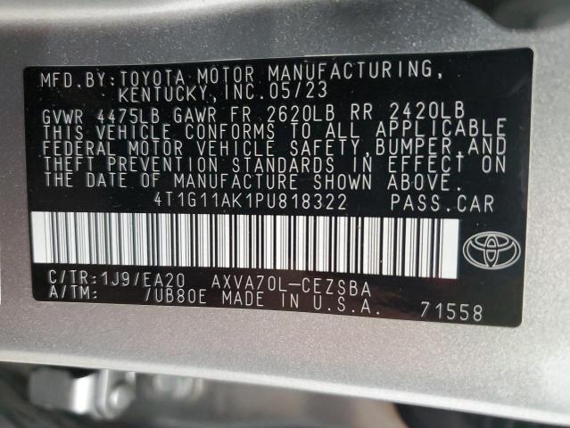 4T1G11AK1PU818322 - 2023 TOYOTA CAMRY SE NIGHT SHADE SILVER photo 13