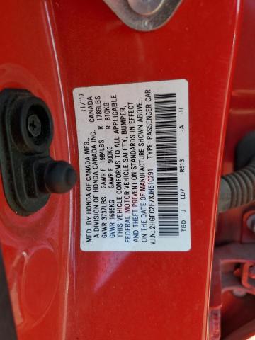 2HGFC2F7XJH510291 - 2018 HONDA CIVIC EX RED photo 12