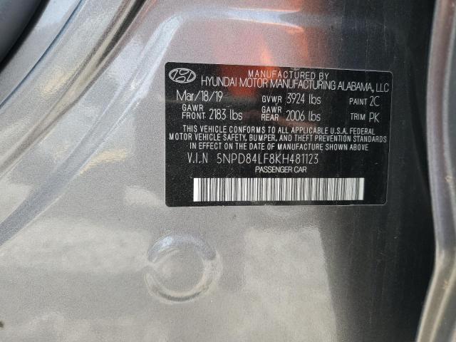 5NPD84LF8KH481123 - 2019 HYUNDAI ELANTRA SEL CHARCOAL photo 12