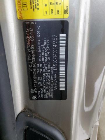 WBAWL135X7PX14957 - 2007 BMW 3 SERIES I თაფლისფერი ფოტო 12