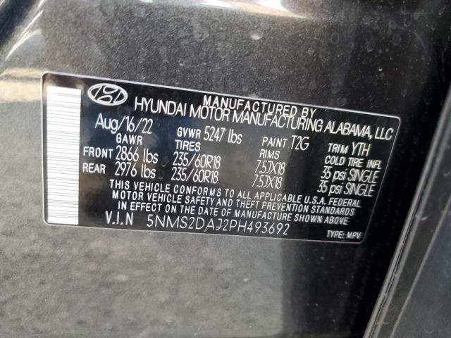 5NMS2DAJ2PH493692 - 2023 HYUNDAI SANTA FE SEL GRAY photo 13