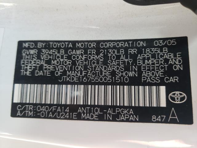 JTKDE167550051510 - 2005 TOYOTA SCION TC Ağ foto 10