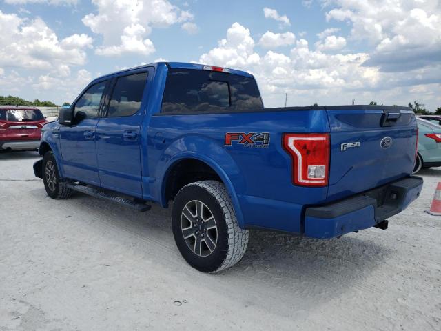 1FTEW1EF1GFA09076 - 2016 FORD F150 SUPERCREW BLUE photo 2