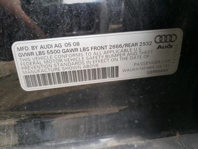 WAUKH74F98N148734 - 2008 AUDI A6 AVANT QUATTRO BLACK photo 12