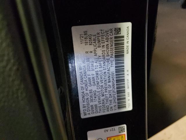 2HGFE2F24NH545591 - 2022 HONDA CIVIC LX BLACK photo 13