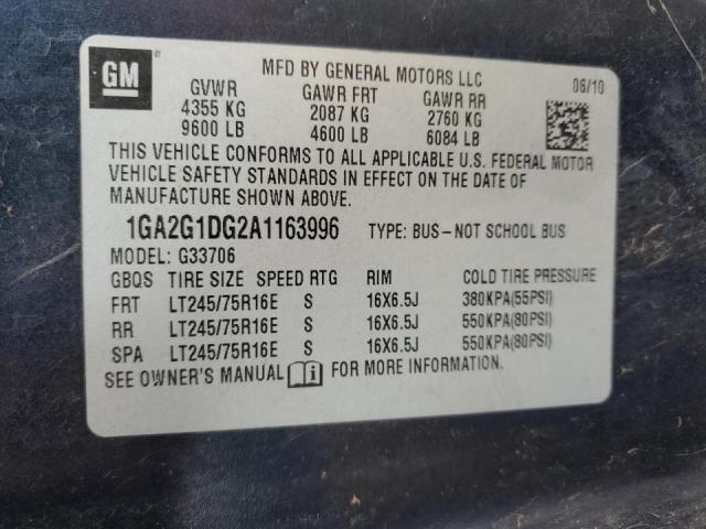 1GA2G1DG2A1163996 - 2010 CHEVROLET EXPRESS G3 LT BLUE photo 13