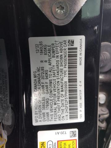 2HGFE2F57PH509908 - 2023 HONDA CIVIC SPORT 黑色 照片 12