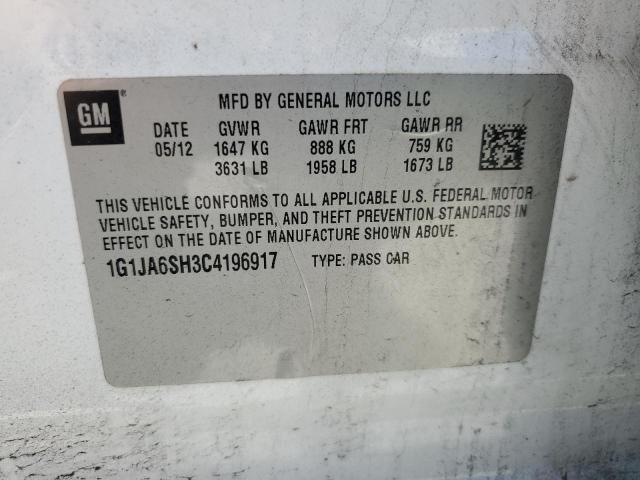 1G1JA6SH3C4196917 - 2012 CHEVROLET SONIC LS Ağ foto 12