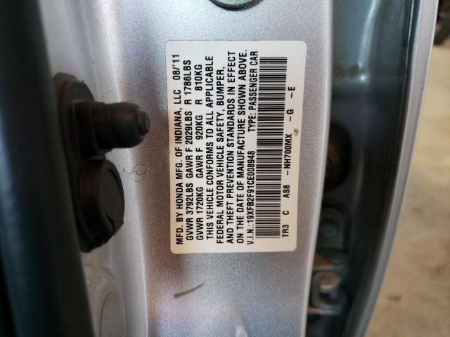 19XFB2F91CE008948 - 2012 HONDA CIVIC EXL SILVER photo 12