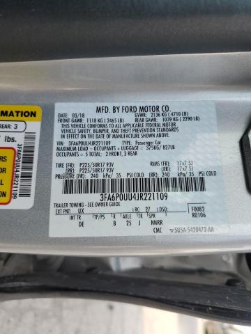 3FA6P0UU4JR221109 - 2018 FORD FUSION S HYBRID SILVER photo 12