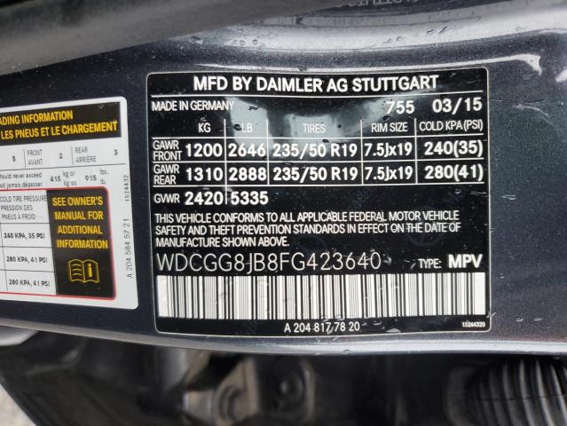 WDCGG8JB8FG423640 - 2015 MERCEDES-BENZ GLK 350 4MATIC GRAY photo 13