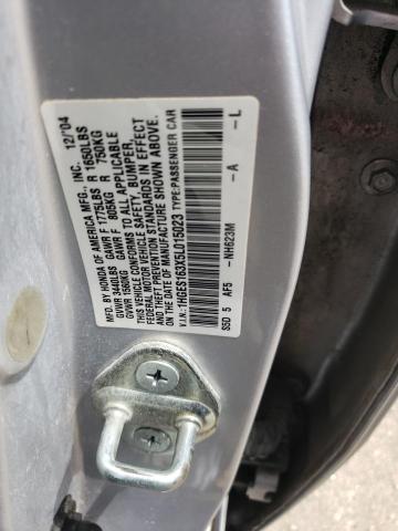 1HGES163X5L015023 - 2005 HONDA CIVIC DX VP Gümüş foto 12