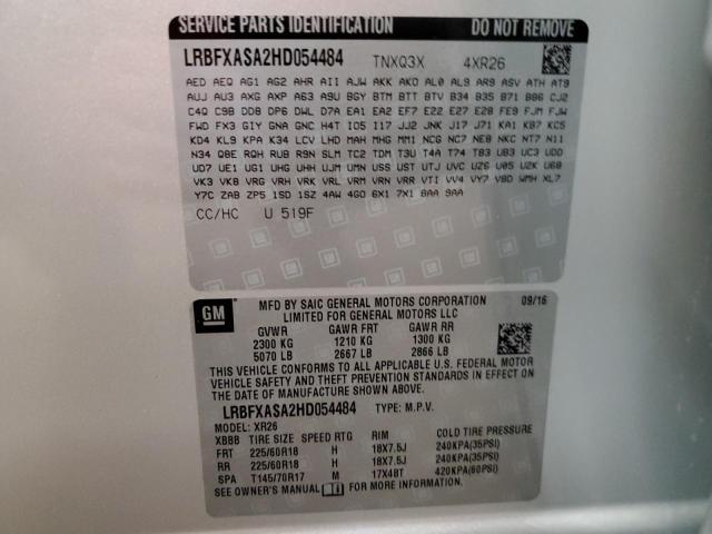 LRBFXASA2HD054484 - 2017 BUICK ENVISION PREFERRED SILVER photo 12