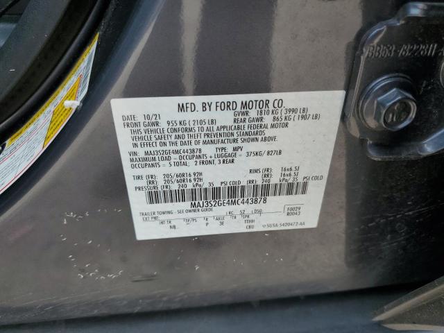 MAJ3S2GE4MC443878 - 2021 FORD ECOSPORT SE 灰色 照片 12