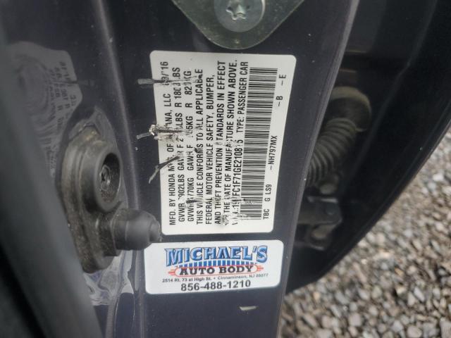 19XFC1F71GE210815 - 2016 HONDA CIVIC EXL GRAY photo 13