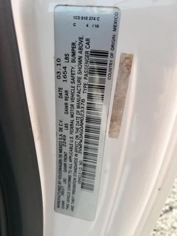 3VWPW3AG0AM023378 - 2010 VOLKSWAGEN NEW BEETLE WHITE photo 12