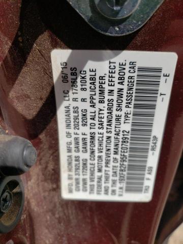 19XFB2F95FE078912 - 2015 HONDA CIVIC EXL 勃艮第红 照片 12