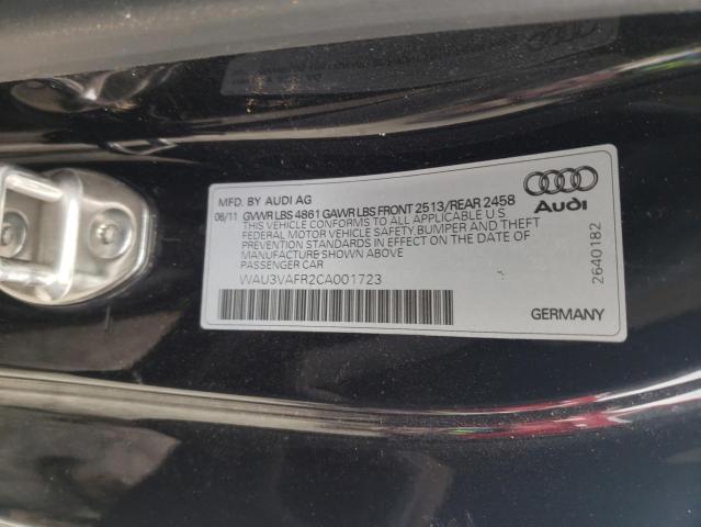 WAU3VAFR2CA001723 - 2012 AUDI S5 PRESTIGE BLACK photo 12