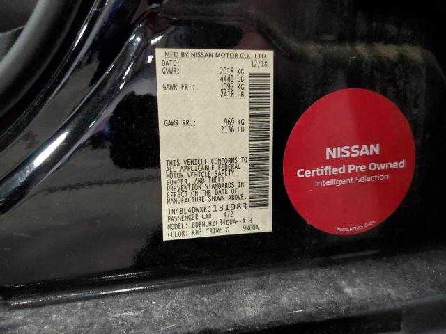 1N4BL4DWXKC131983 - 2019 NISSAN ALTIMA SV BLACK photo 12