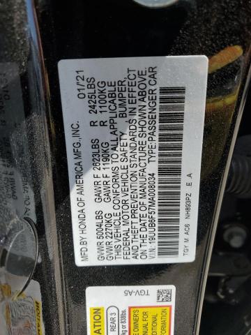 19UUB6F57MA008034 - 2021 ACURA TLX TECH A BLACK photo 12