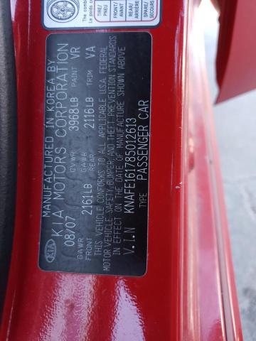 KNAFE161785012613 - 2008 KIA SPECTRA5 5 SX RED photo 13