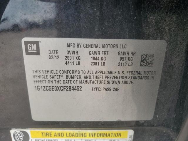 1G1ZC5E0XCF284462 - 2012 CHEVROLET MALIBU 1LT 黑色 照片 12