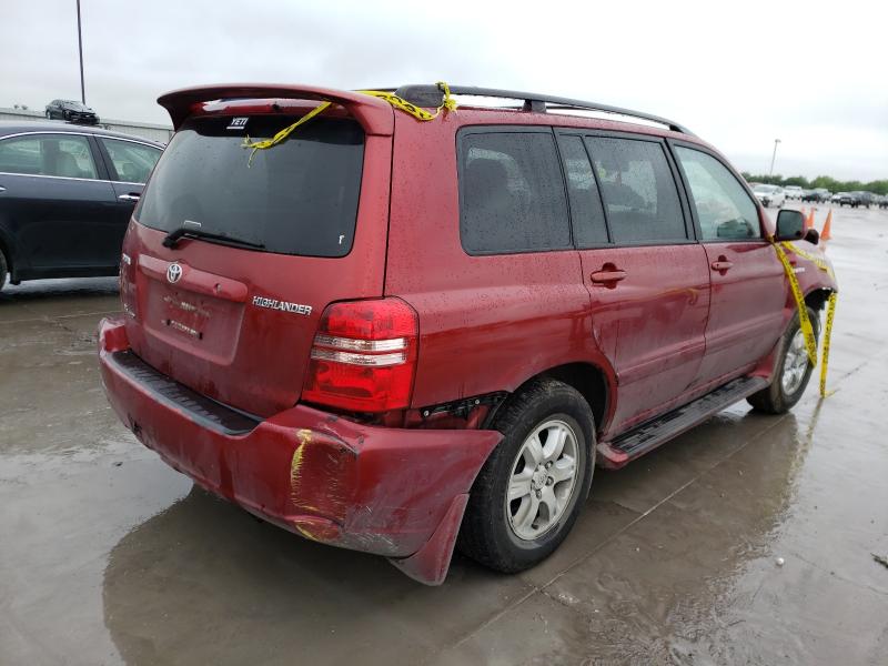 JTEHF21A220048604 - 2002 TOYOTA HIGHLANDER LIMITED RED photo 4