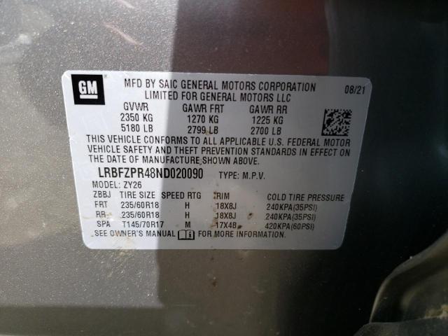 LRBFZPR48ND020090 - 2022 BUICK ENVISION ESSENCE GRAY photo 13