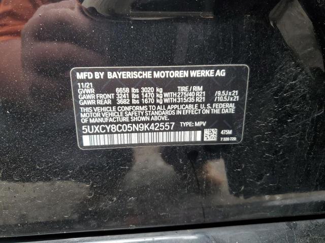 5UXCY8C05N9K42557 - 2022 BMW X6 M50I BLACK photo 12