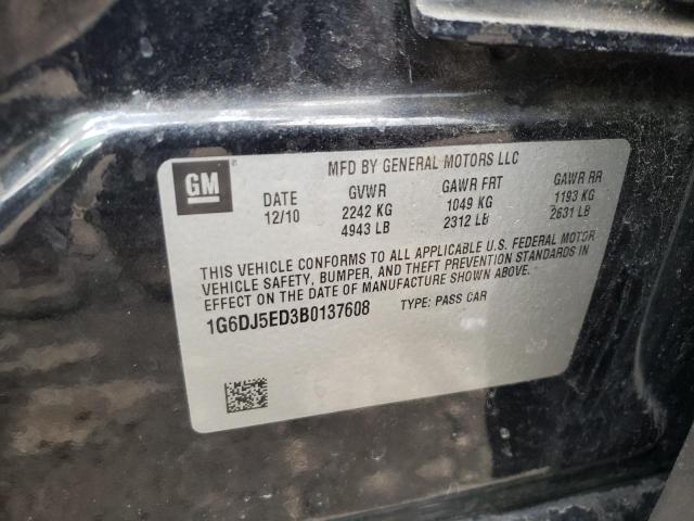 1G6DJ5ED3B0137608 - 2011 CADILLAC CTS PERFORMANCE COLLECTION Черный фото 12