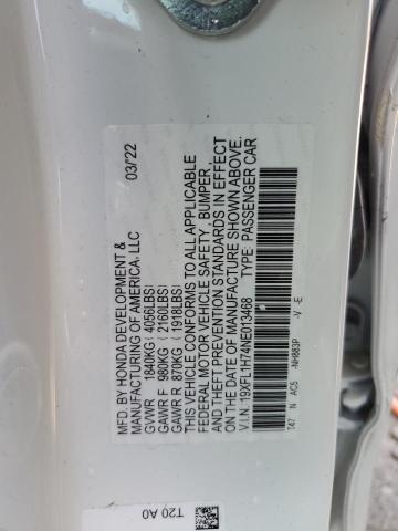 19XFL1H74NE013468 - 2022 HONDA CIVIC EXL 白色 照片 12