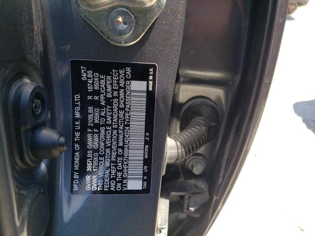 SHHFK7H99HU424224 - 2017 HONDA CIVIC SPORT TOURING GRAY photo 12