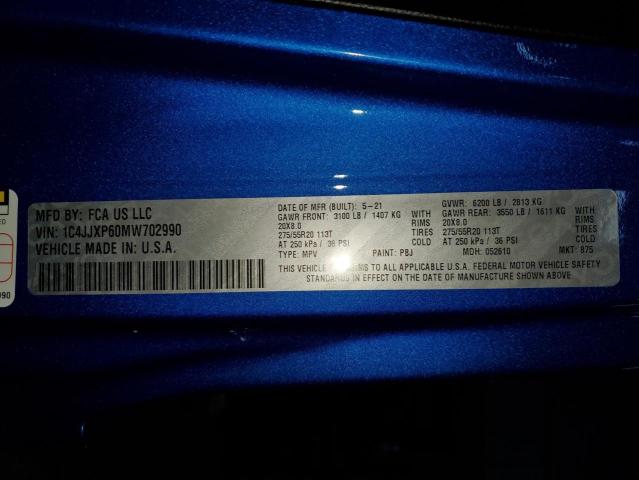 1C4JJXP60MW702990 - 2021 JEEP WRANGLER U SAHARA 4XE BLUE photo 13