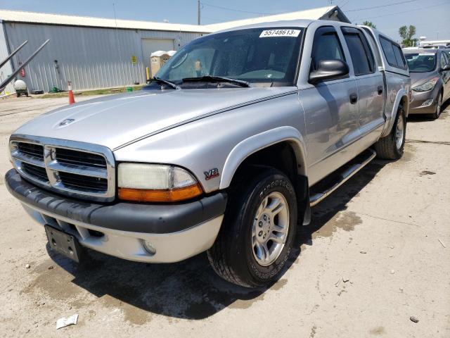 1D7HL38N44S787952 - 2004 DODGE DAKOTA QUAD SPORT SILVER photo 1