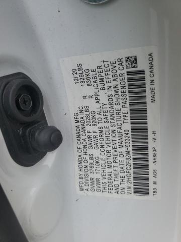 2HGFC2F82MH533240 - 2021 HONDA CIVIC SPORT Weiß Foto 12