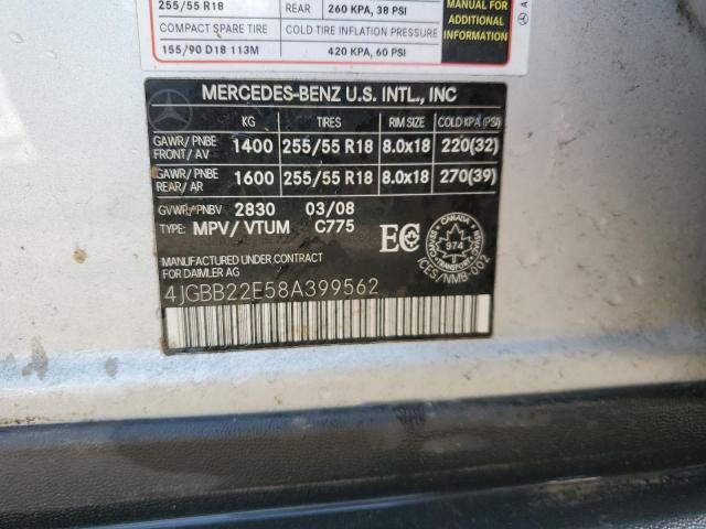 4JGBB22E58A399562 - 2008 MERCEDES-BENZ ML 320 CDI SILVER photo 13