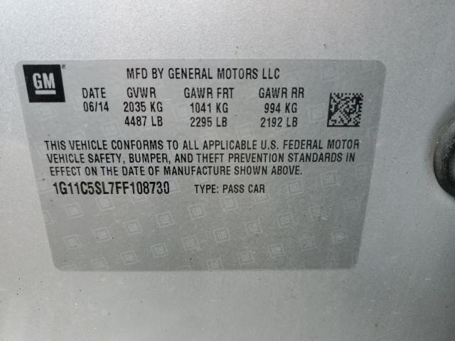 1G11C5SL7FF108730 - 2015 CHEVROLET MALIBU 1LT SILVER photo 12