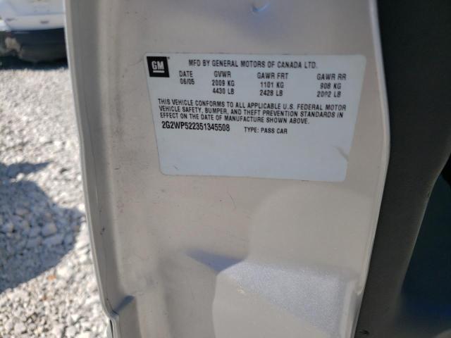 2G2WP522351345508 - 2005 PONTIAC GRAND PRIX 银色 照片 10
