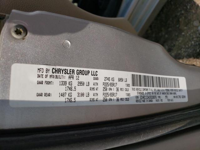 2C4RC1CG4CR338976 - 2012 CHRYSLER TOWN & COU TOURING L SILVER photo 13