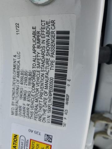 19XFL1H74PE000500 - 2023 HONDA CIVIC EXL 白色 照片 12