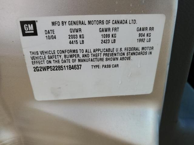 2G2WP522851184637 - 2005 PONTIAC GRAND PRIX 银色 照片 13