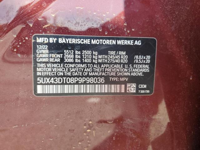 5UX43DT08P9P98036 - 2023 BMW X4 M40I BURGUNDY photo 12