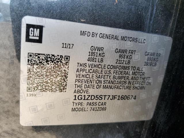 1G1ZD5ST7JF160674 - 2018 CHEVROLET MALIBU LT GRAY photo 12